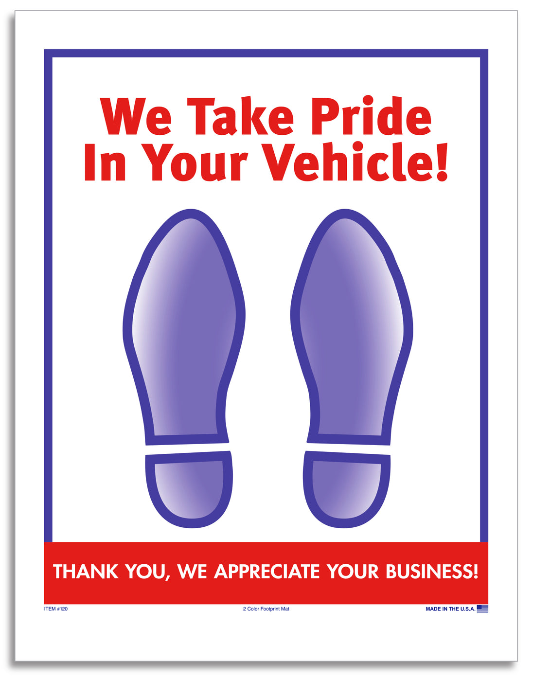 Floor Mat - Paper Footprint 2-Color - Red & Blue, 50#, Box of 500