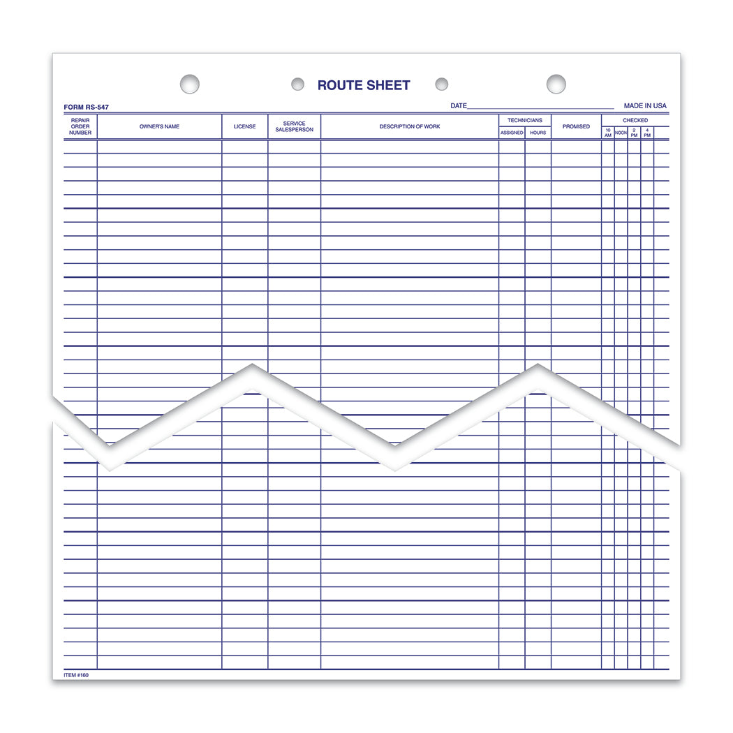Route Sheets/Appointments - Form #RS-547