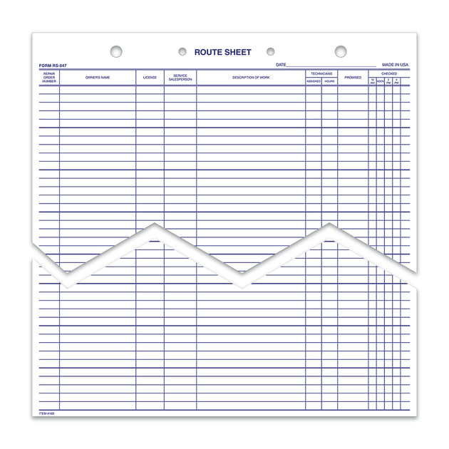 Route Sheets/Appointments - Form #RS-547
