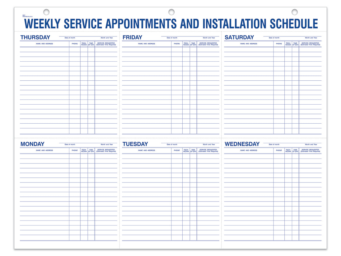 Route Sheets/Appointments - Form #9927