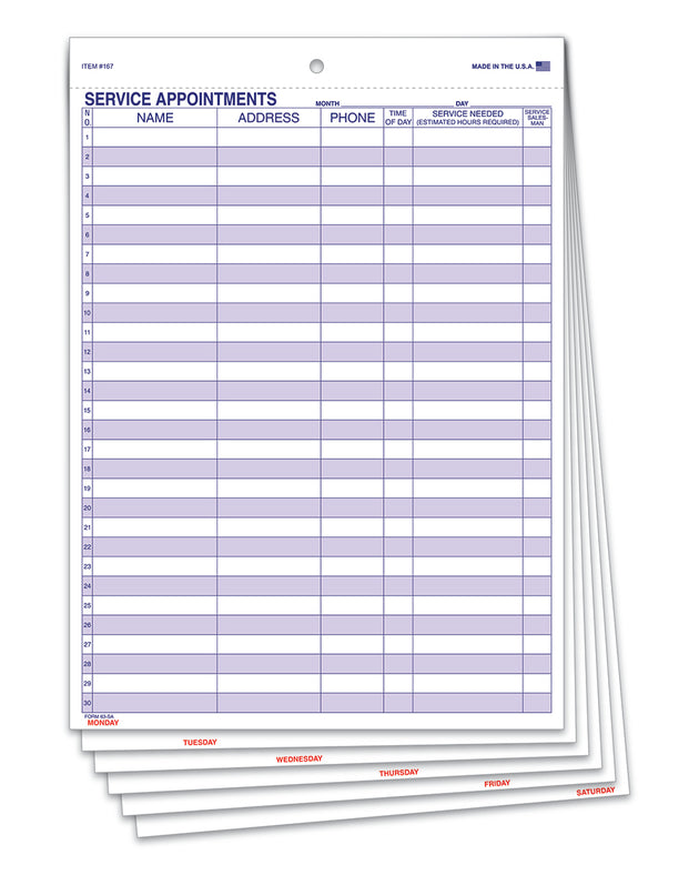 Route Sheets/Appointments - Form #63-SA