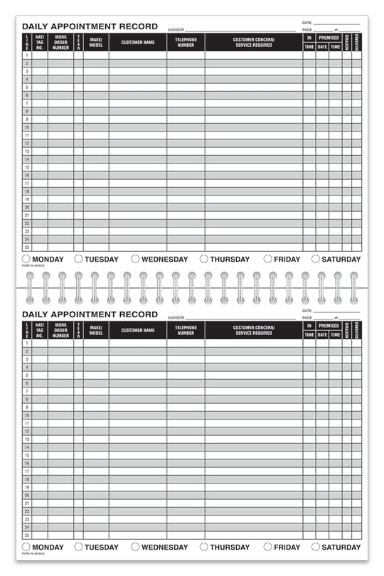 Daily Appointment Record Book