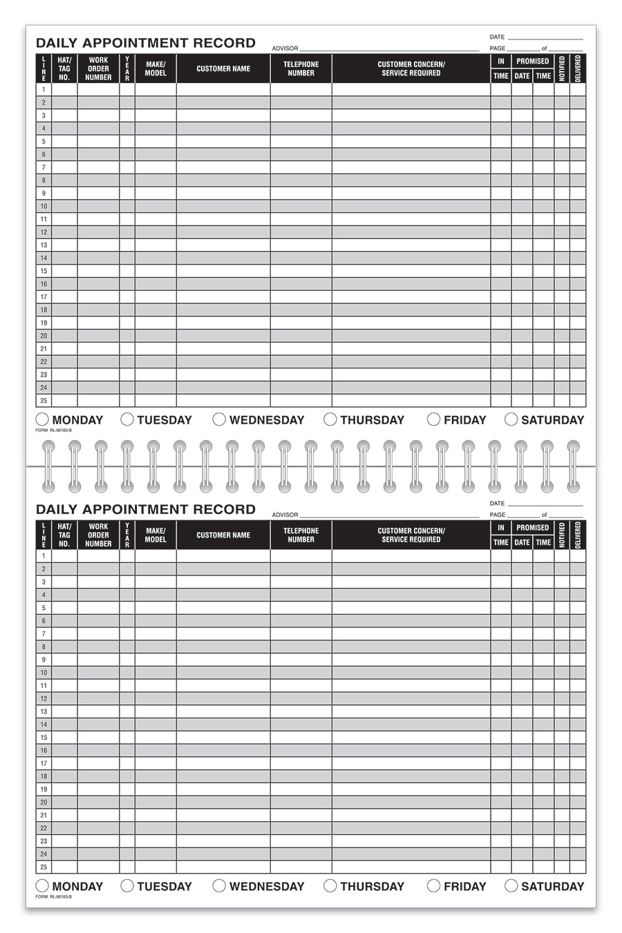 Daily Appointment Record Book