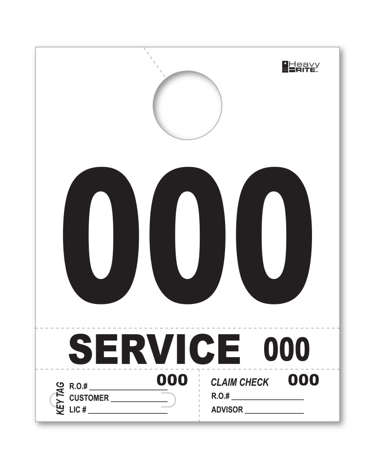 HeavyBrite 4 Part Service Tag Dispatch Numbers
