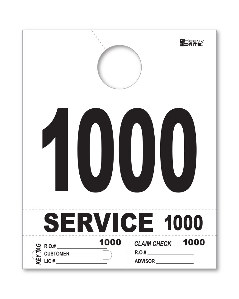 HeavyBrite 4 Part Service Tag Dispatch Numbers