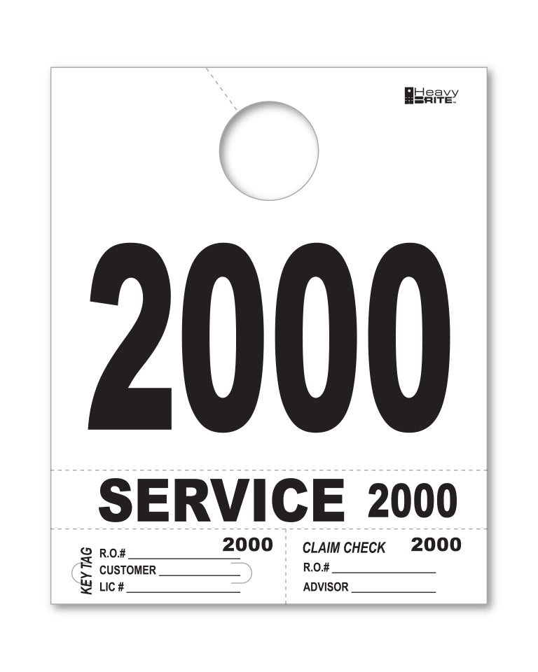 HeavyBrite 4 Part Service Tag Dispatch Numbers
