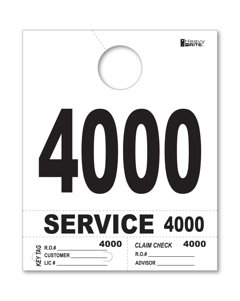 HeavyBrite 4 Part Service Tag Dispatch Numbers