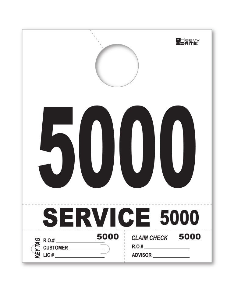 HeavyBrite 4 Part Service Tag Dispatch Numbers