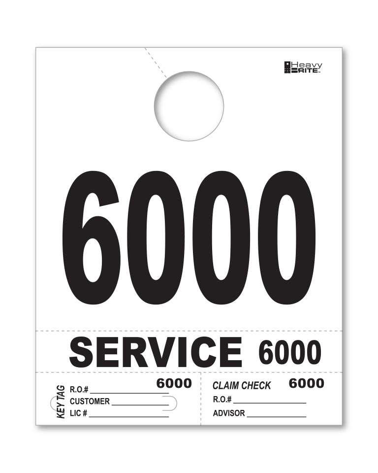 HeavyBrite 4 Part Service Tag Dispatch Numbers