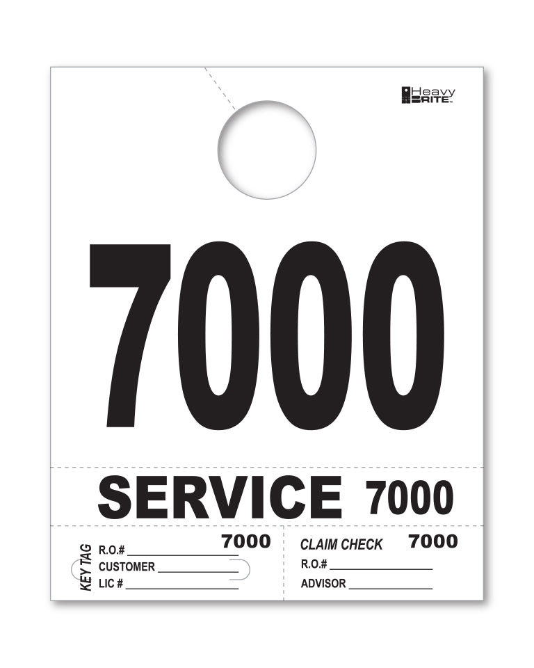 HeavyBrite 4 Part Service Tag Dispatch Numbers