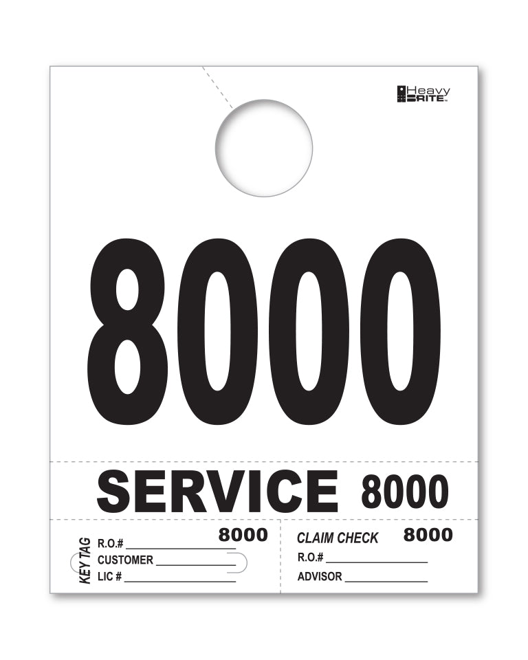 HeavyBrite 4 Part Service Tag Dispatch Numbers
