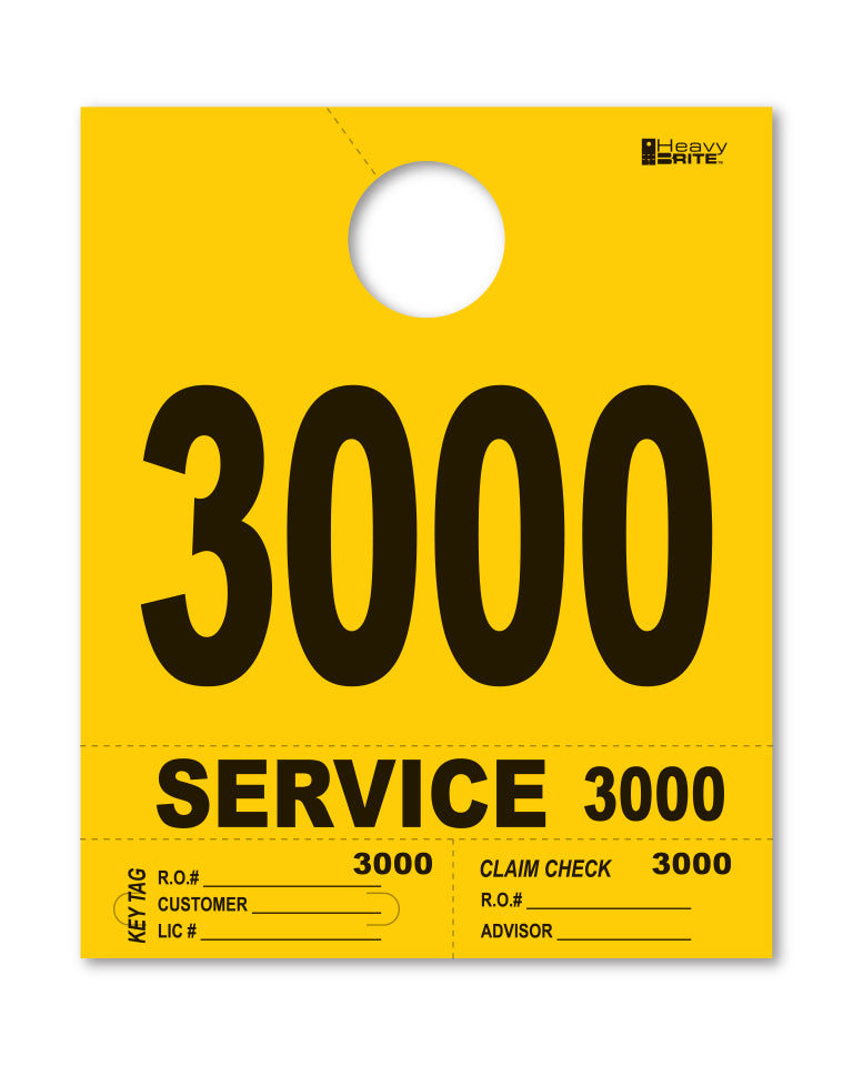 HeavyBrite 4 Part Service Tag Dispatch Numbers