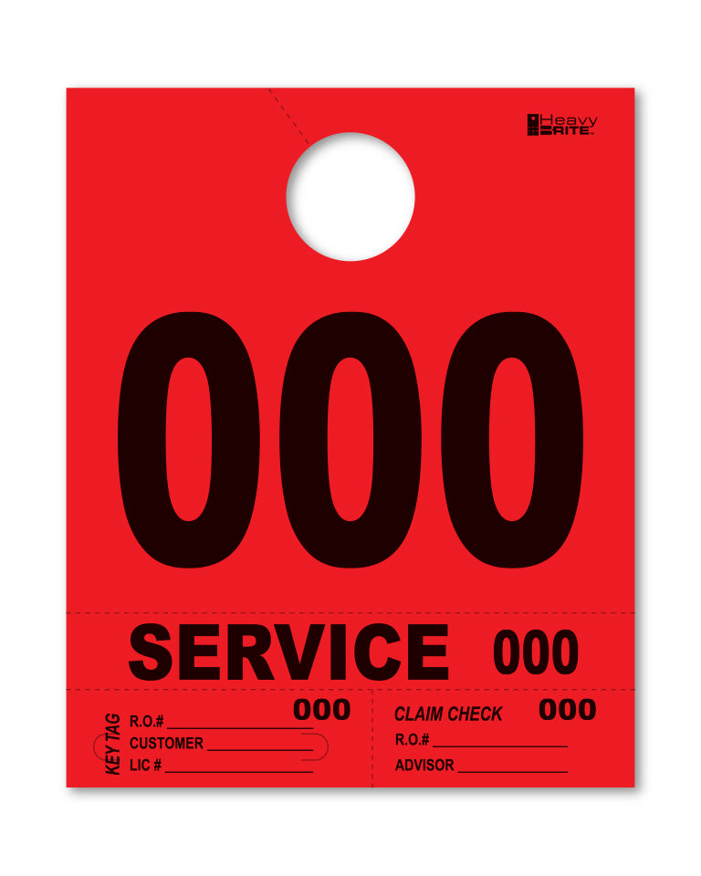 HeavyBrite 4 Part Service Tag Dispatch Numbers