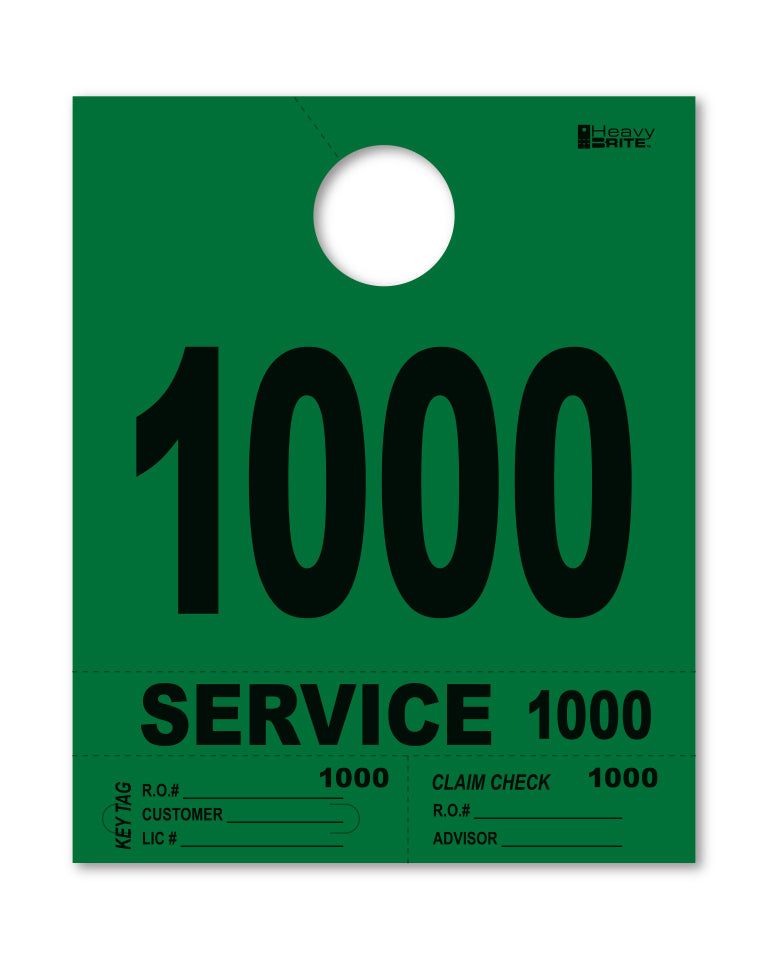 HeavyBrite 4 Part Service Tag Dispatch Numbers