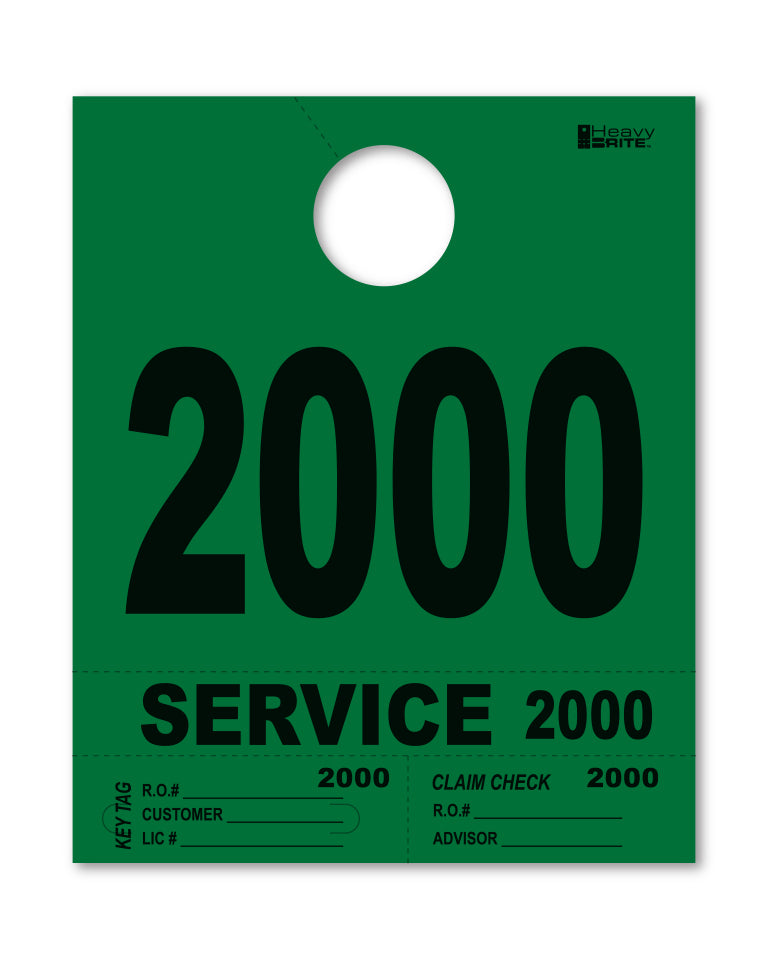 HeavyBrite 4 Part Service Tag Dispatch Numbers