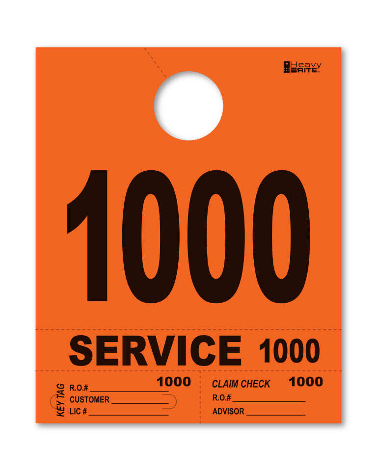 HeavyBrite 4 Part Service Tag Dispatch Numbers