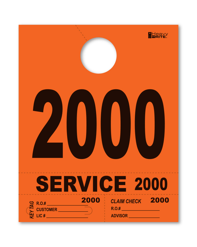 HeavyBrite 4 Part Service Tag Dispatch Numbers