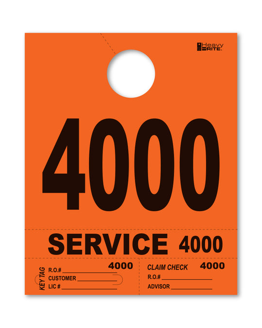 HeavyBrite 4 Part Service Tag Dispatch Numbers