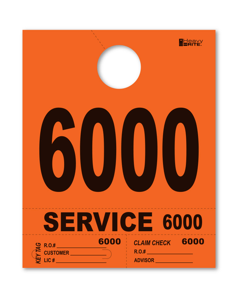 HeavyBrite 4 Part Service Tag Dispatch Numbers