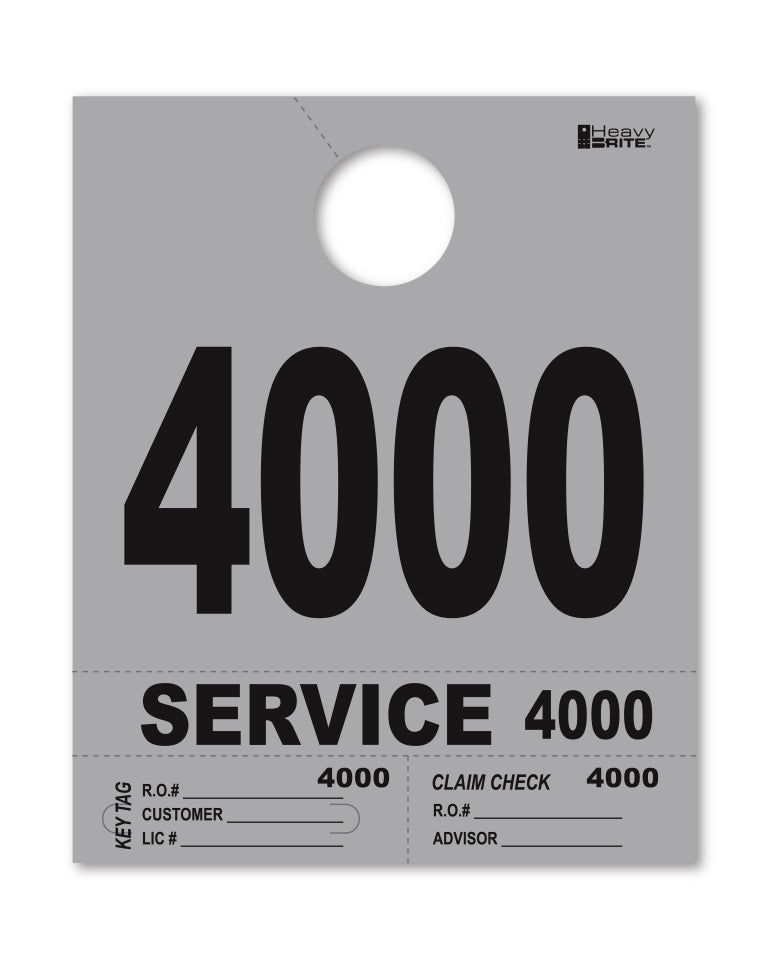 HeavyBrite 4 Part Service Tag Dispatch Numbers