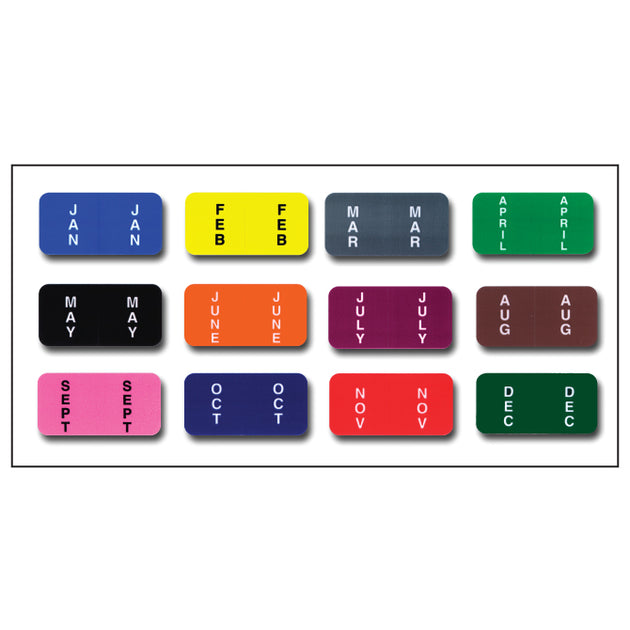 File Right Color-Code Month Labels - Ringbook - Full Set (Jan - Dec)