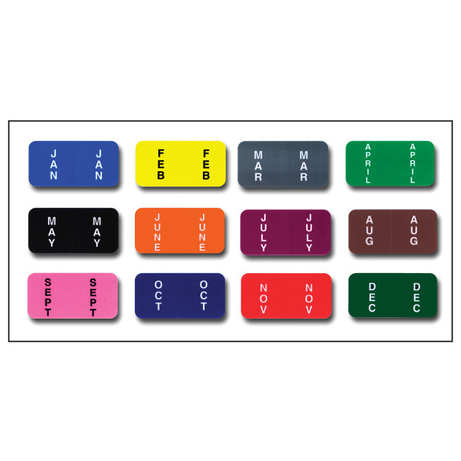 File Right Color-Code Month Labels - Ringbook - Full Set (Jan - Dec)