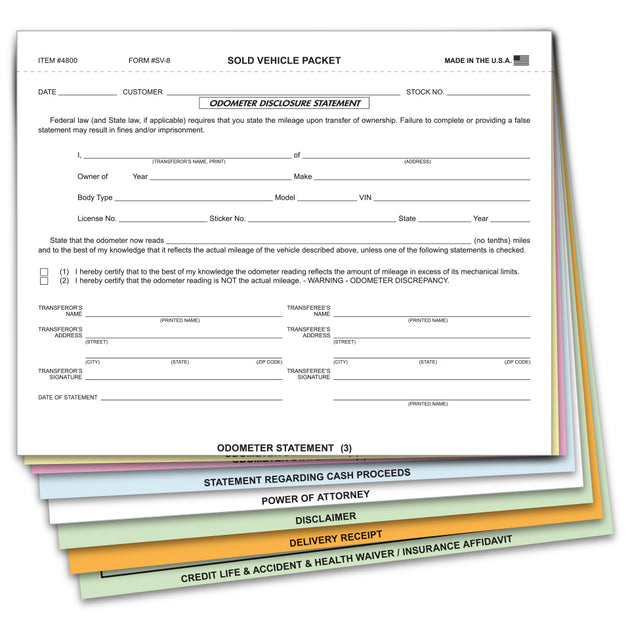 "Sold Vehicle" Combination Form