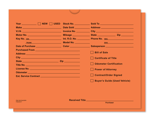 Vehicle Deal Envelopes (Deal Jackets) - Printed [Packs of 500]
