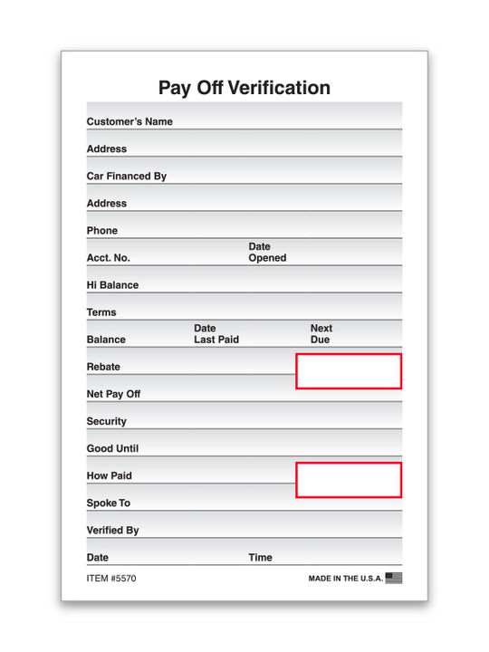 Pay Off Verification