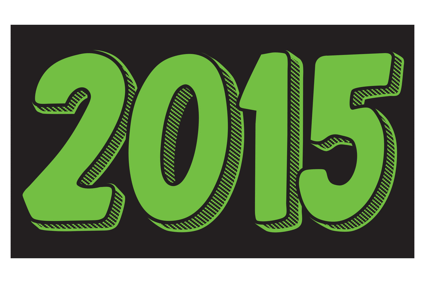 Rectangle Year Window Sticker - 2015 GREEN on BLACK - Qty. 12