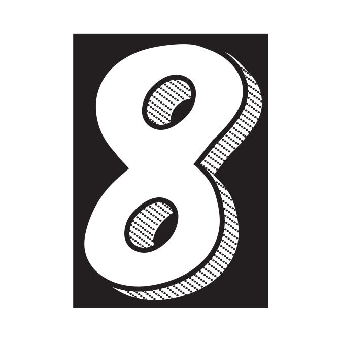 7-1/2" White & Black