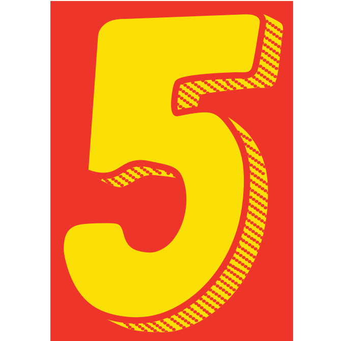 Number Window Stickers - 7-1/2" Various Colors