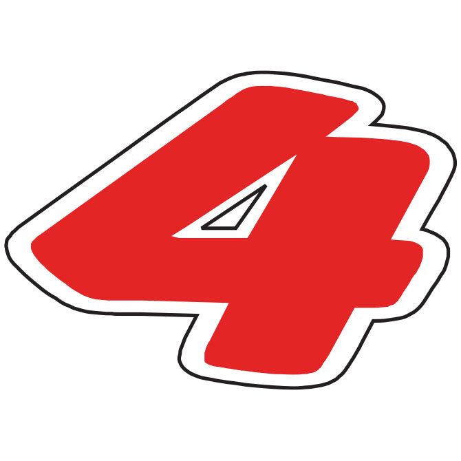Number Window Stickers - 6-1/4" Red & White Die Cut