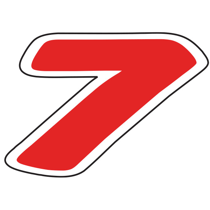 Number Window Stickers - 6-1/4" Red & White Die Cut
