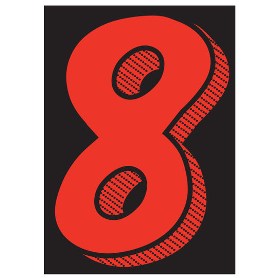 Number Window Stickers - 7-1/2" Various Colors