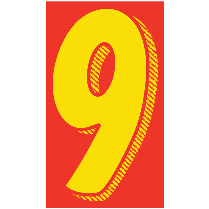 Number Window Stickers - 11-1/2" Various Colors