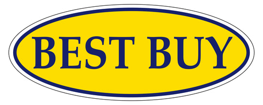 Window Sticker, Blue on Yellow OVAL