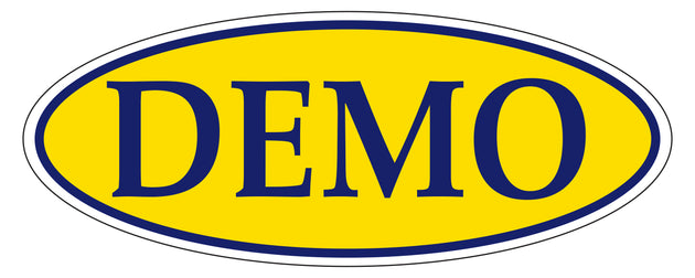 Window Sticker, Blue on Yellow Oval, DEMO - Qty. 12