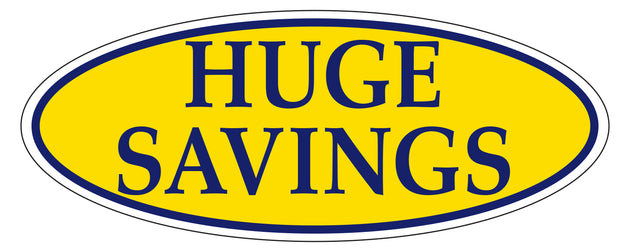 Window Sticker, Blue on Yellow Oval, HUGE SAVINGS - Qty. 12
