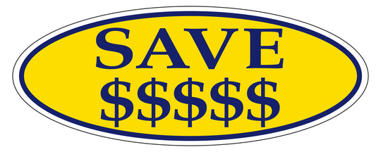 Window Sticker, Blue on Yellow OVAL