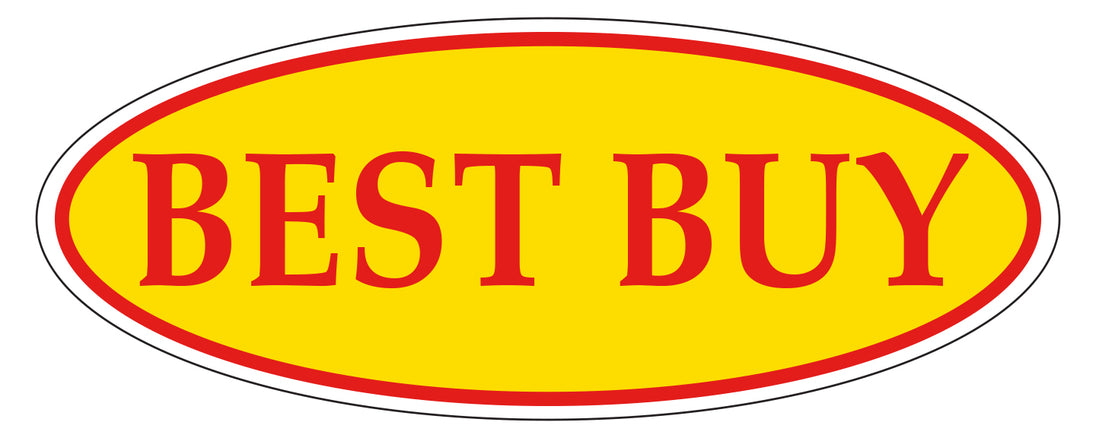 Window Sticker, Red on Yellow Oval, BEST BUY - Qty. 12