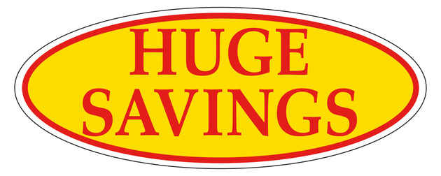 Window Sticker, Red on Yellow Oval, HUGE SAVINGS - Qty. 12