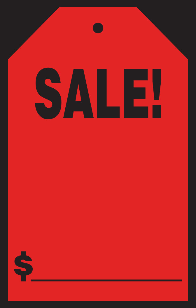 Window Price Sticker - Hang Tag - Red - Sale! -7" x 11"- Qty. 12