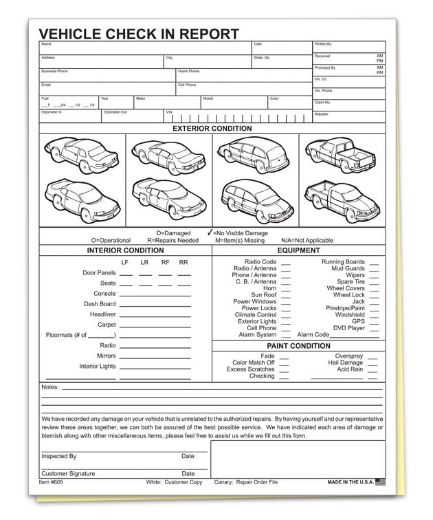 Vehicle Check in Report
