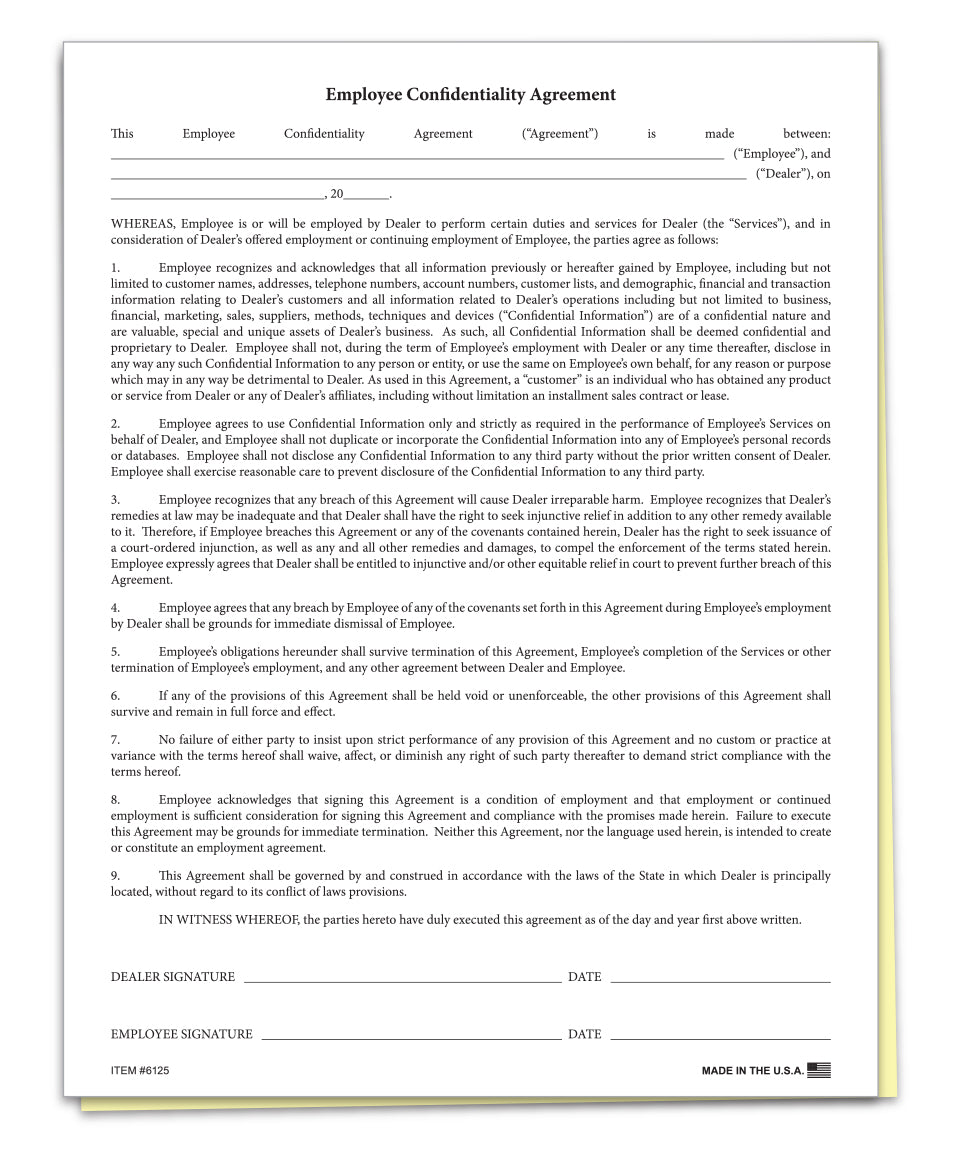 Employee Confidentiality Agreement