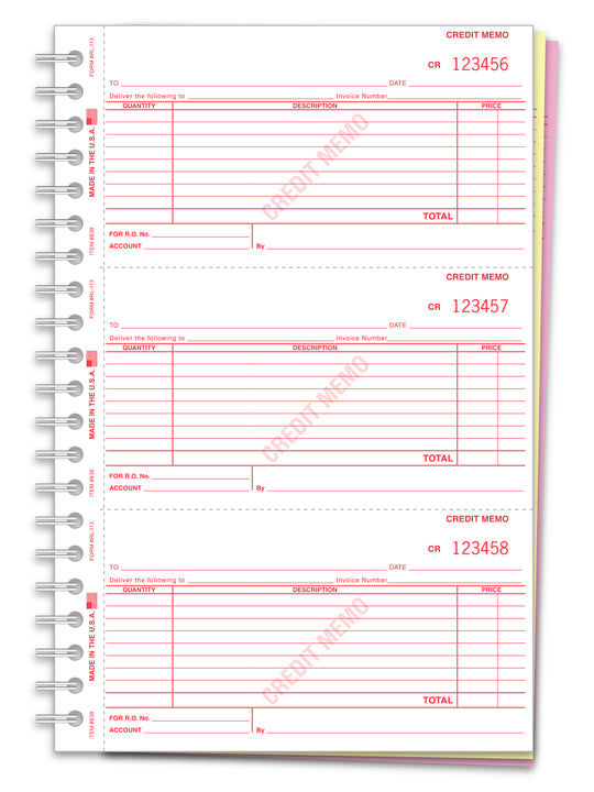 Credit Memo Books