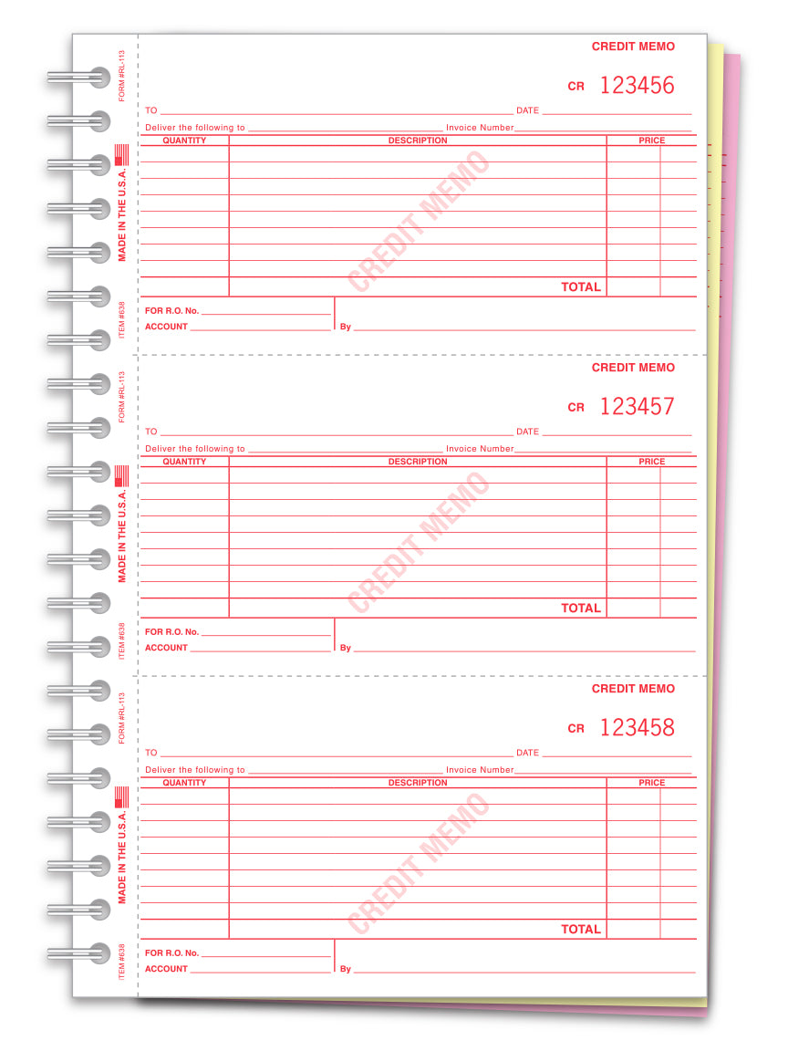 Credit Memo Books