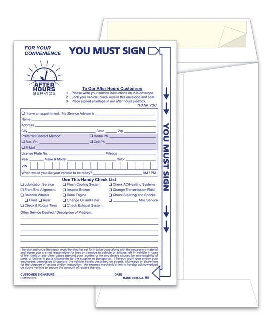 After Hours Envelope, Standard  - NDE-STD - Peel N Seal