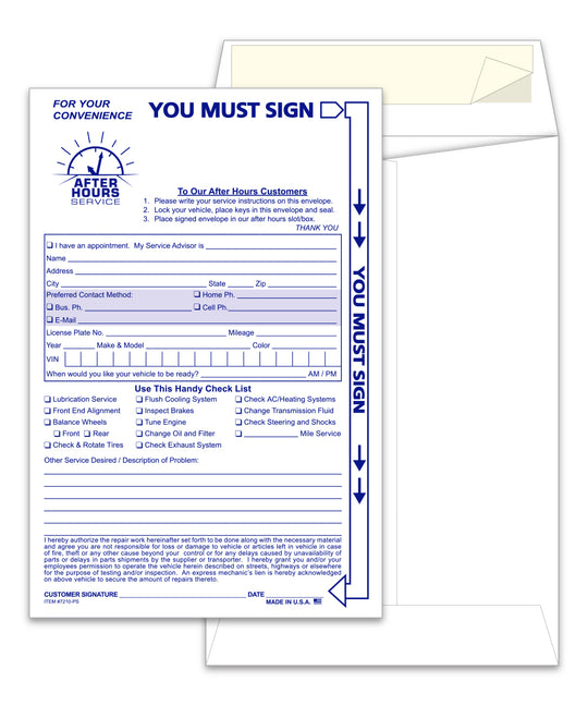 After Hours Envelope, Standard  - NDE-STD - Self Seal