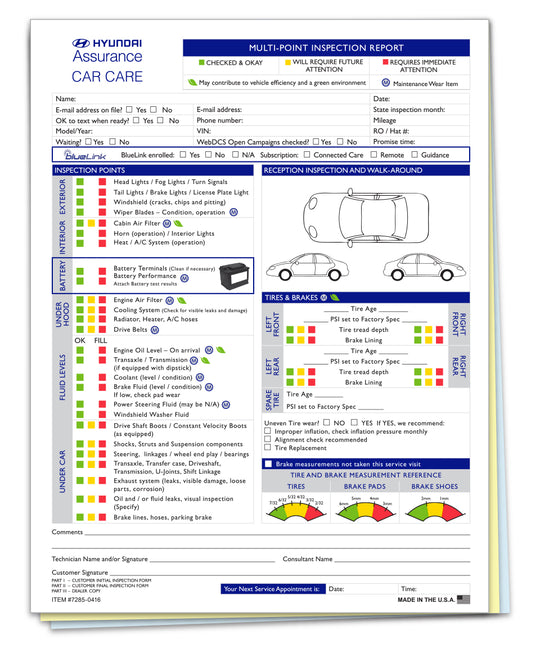 Hyundai Multi-Point Vehicle Checkup - 3-part